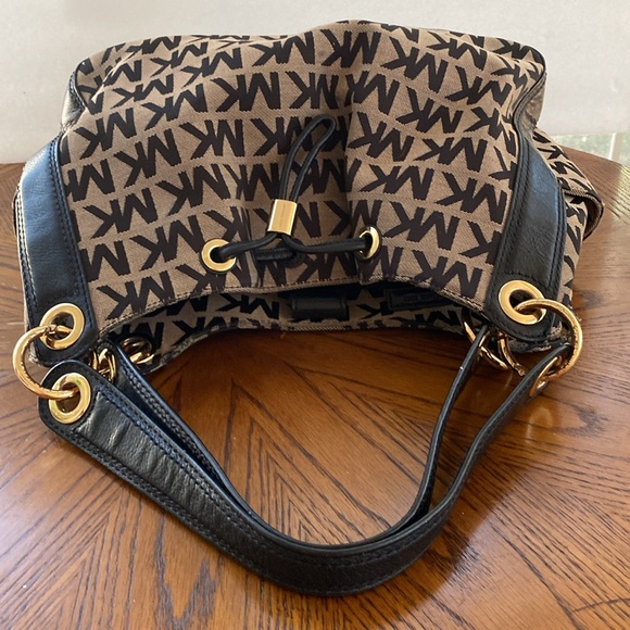 Michael Kors Brown and Black MK Logo Shoulder Bag - Picture 7 of 8